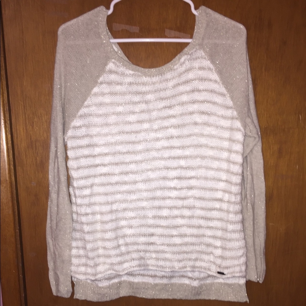 Tan and white striped sweater